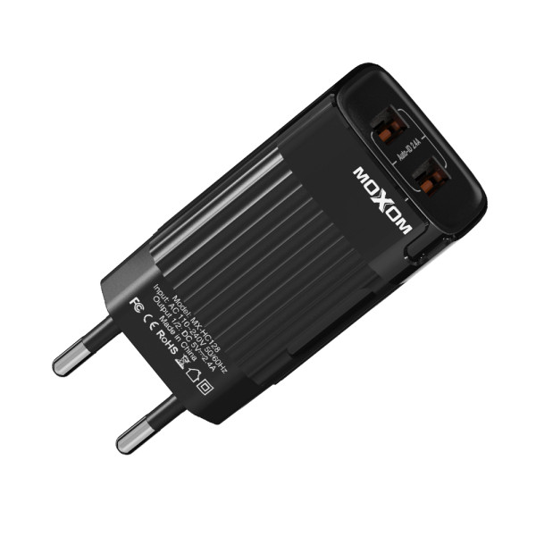 Kucni punjac Moxom MX-HC128 2.4A 2xUSB Lightning crni