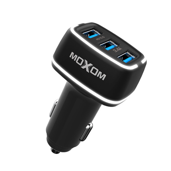 Auto punjac Moxom MX-VC01 3xUSB 5V/3.4A Type C crni