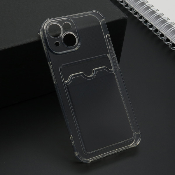 Futrola TRANSPARENT CARD POCKET za iPhone 15 (6.1) siva