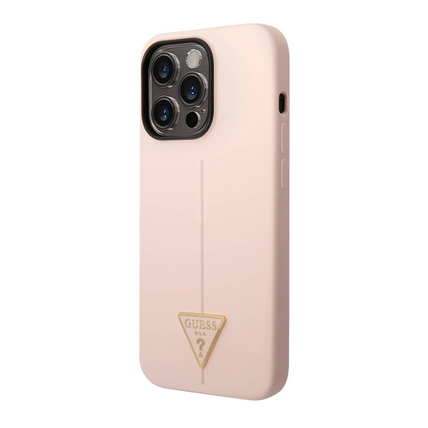 Futrola silikon GUESS Line & Triangle Hard za Iphone 14 Pro pink Full ORG (GUHCP14LSLTGP)