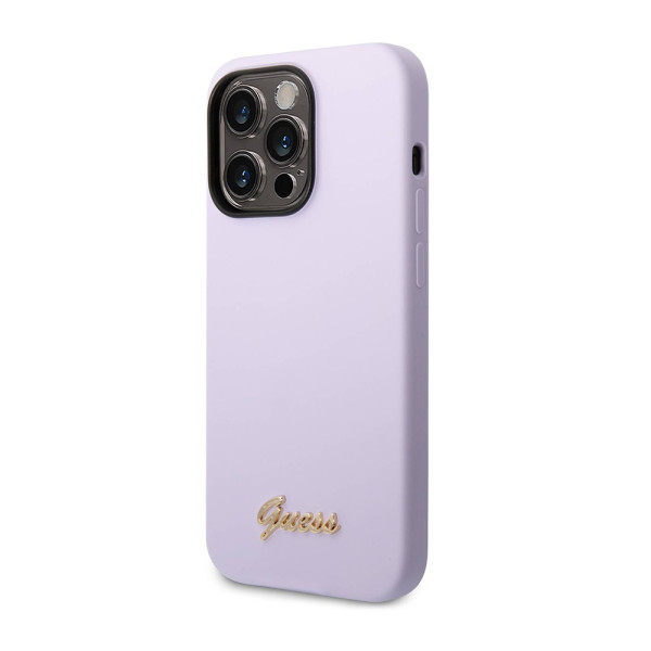 Futrola silikon GUESS PC Camera Script Logo Hard Case za Iphone 14 Pro ljubicasta Full ORG (GUHCP14LSLSMU)