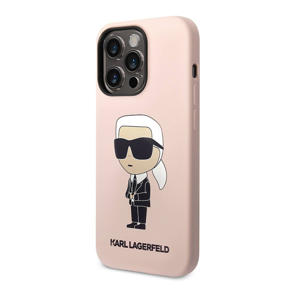 Futrola silikon Karl Lagerfeld NFT Ikonik Hard Case za Iphone 14 Pro pink Full ORG (KLHCP14LSNIKBC)