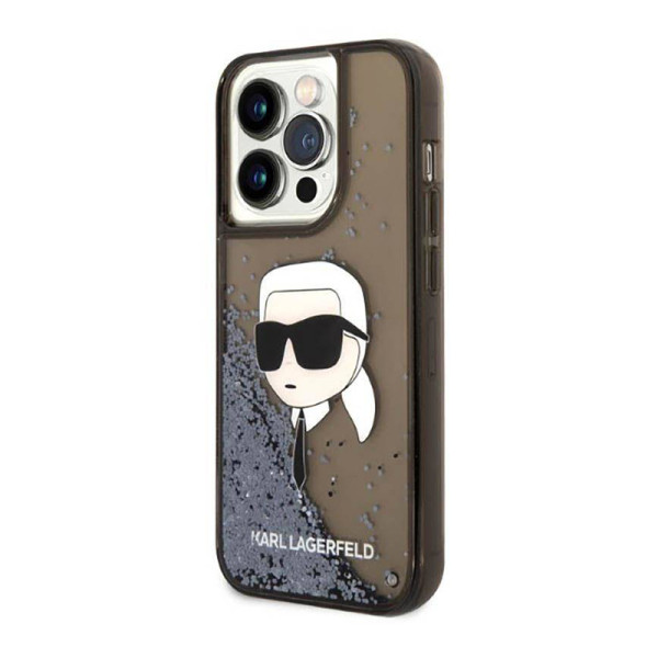 Futrola Karl Lagerfeld Liquid Glitter NFT Karl\'s Head Hard za Iphone 14 Pro Max crna Full ORG (KLHCP14XLNKHC)