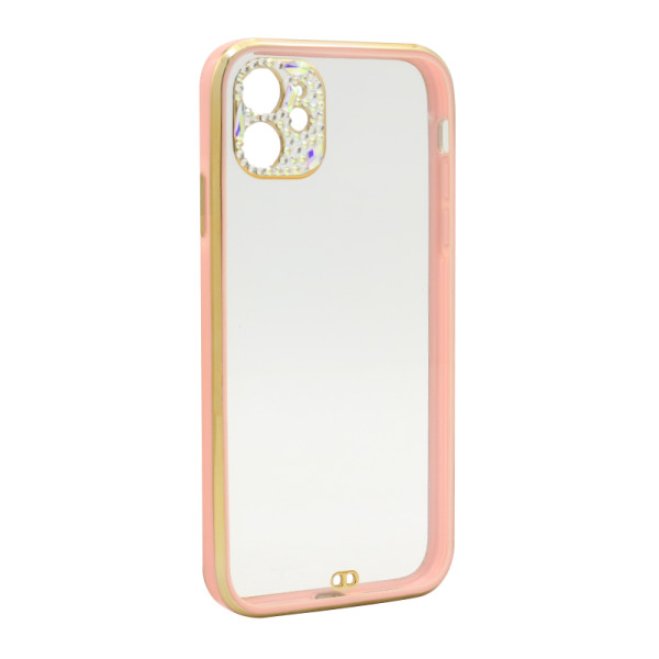 Futrola Diamonds Camera za iPhone 12 (6.1) roze