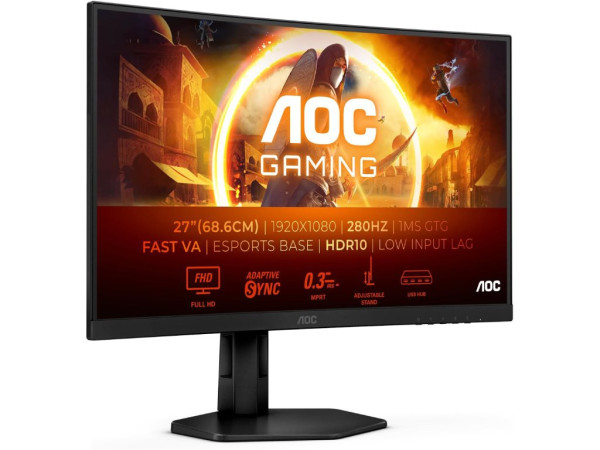 Monitor AOC C27G4ZXU 27''VA1920x1080280Hz1ms GtGHDMIx2,DP,USBfreesyncPivot,visinaVESAcrna