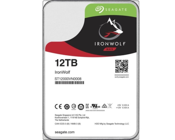 SEAGATE 12TB 3.5'' SATA III 256MB ST12000VN0008 Ironwolf hard disk