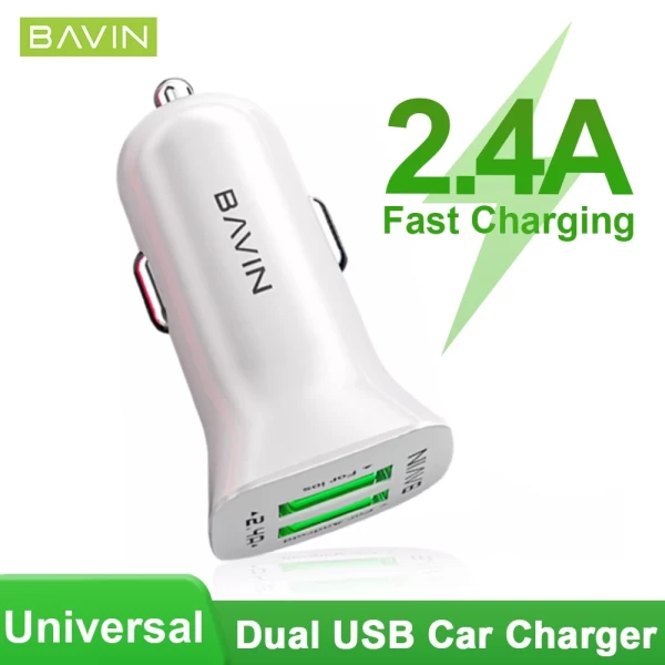 Bavin auto punjač 2XUSB-A 2,4A bela