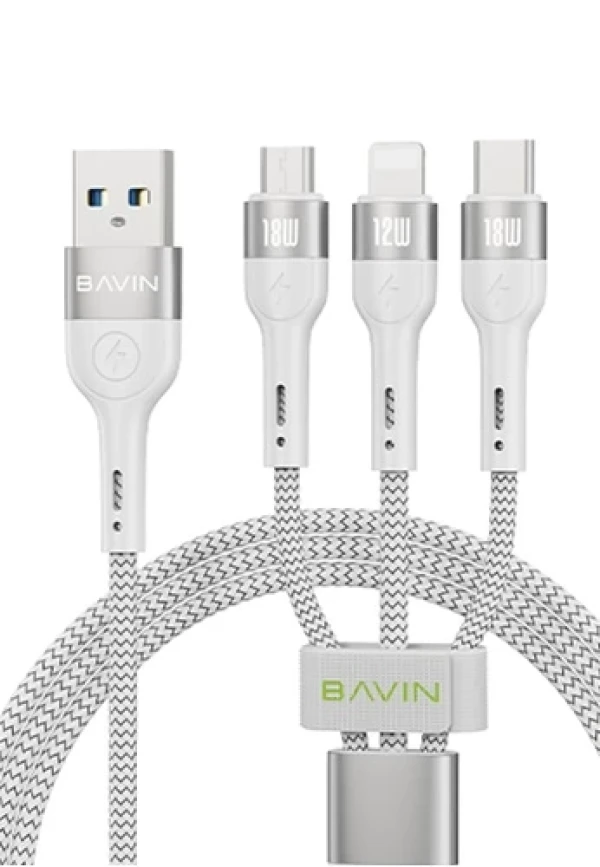 Bavin kabl 18W 3 in 1 Micro, type-C, lightning bela