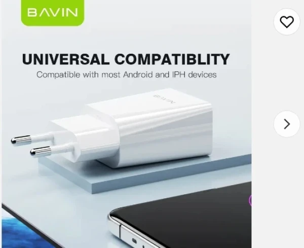 Bavin punjač 2.4A USB-A + kabl Micro bela