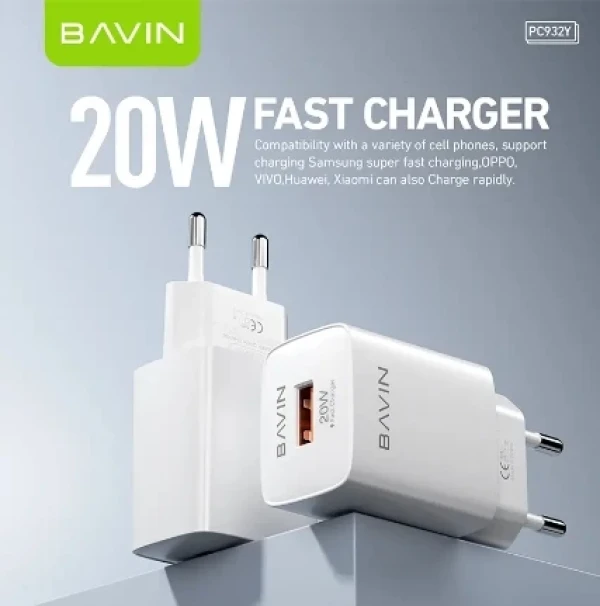 Bavin punjač 20W USB-A + kabl Micro bela