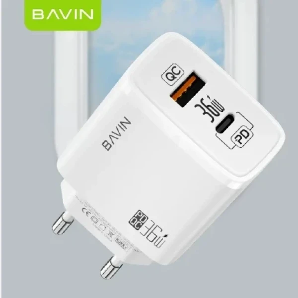 Bavin punjač 36W USB-A + USB-C bela