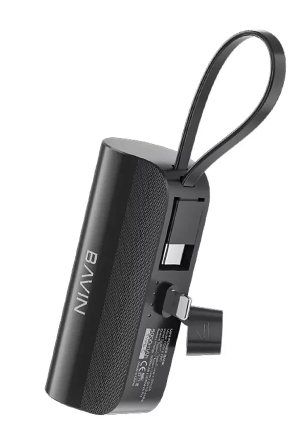 Bavin Power bank 5000mAh Ligtning port + kabl type-C crna