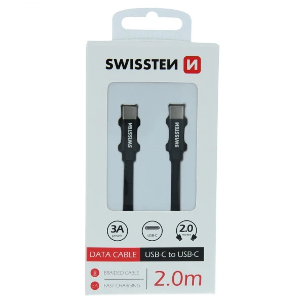 Swissten kabl Type C/Type C 2,0m crna