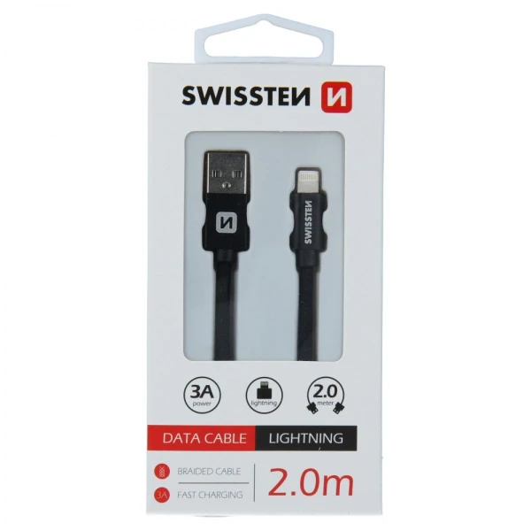 Swissten kabl USB/Lightning 2,0m crna