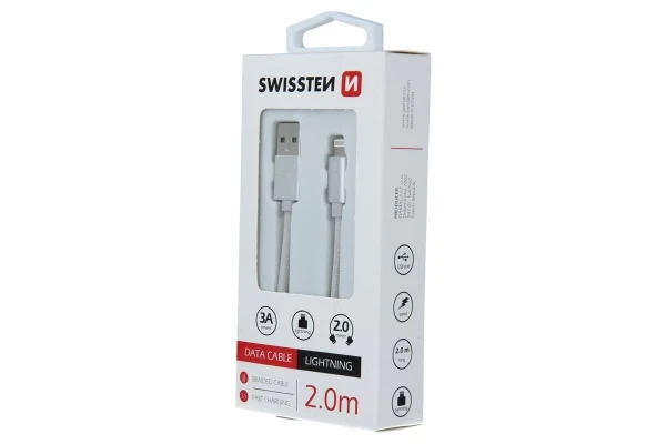 Swissten kabl USB/Lightning 2,0m siva