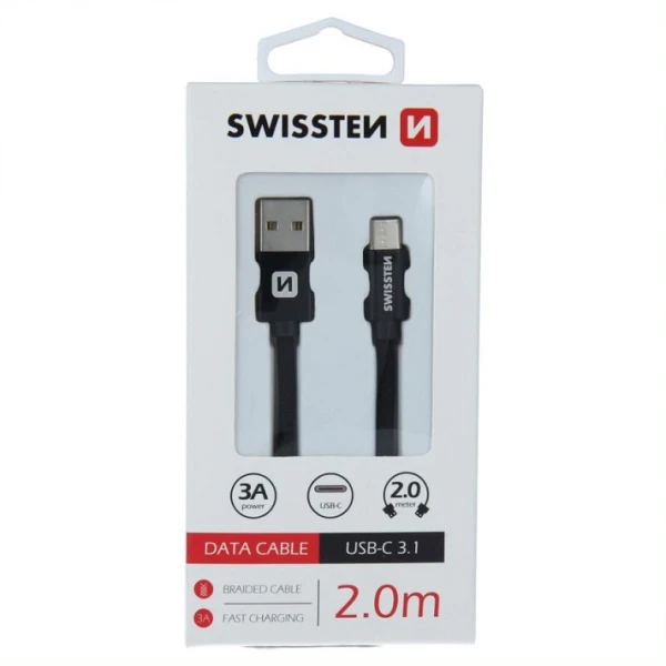 Swissten kabl USB/Type C 2,0m crna