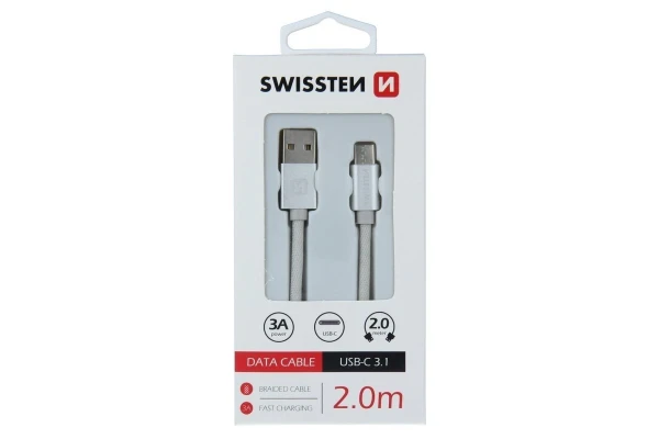 Swissten kabl USB/Type C 2,0m siva