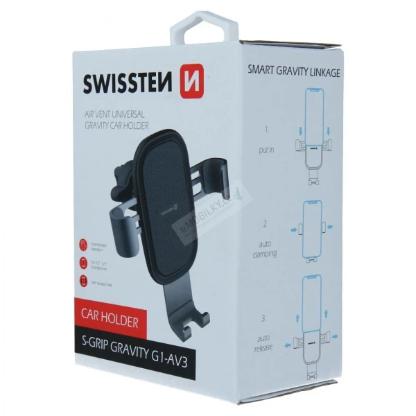 Swissten Auto držač S-GRIP G1-AV3 3,5''-6,5'' crna