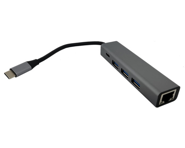 FAST ASIA Adapter-konvertor TIP C na 3xUSB 3.0+TIP C+RJ45 