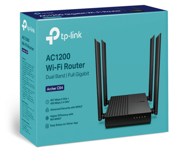 TP-LINK Archer C64 AC1200 Wireless MU-MIMO WiFi ruter 