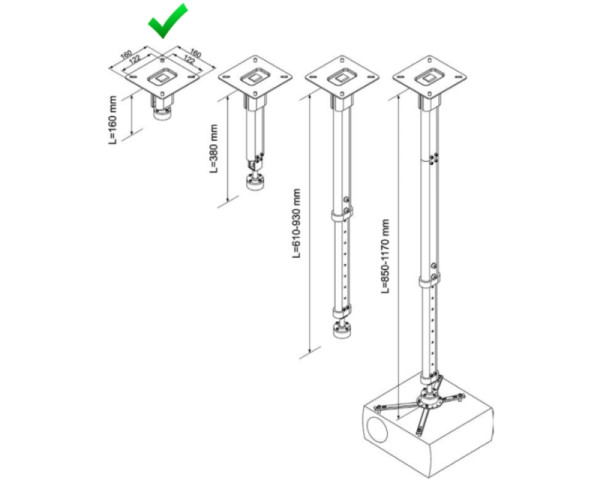 VEGA CM 25-160 univerzalni plafonski nosač za projektor 