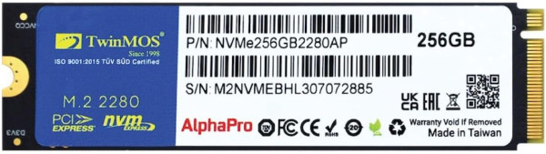 SSD M.2 NVMe 256GB TwinMOS AlphaPro 3600MBs3500MBs, NVMe256GB2280AP