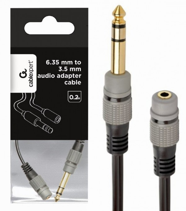 A-63M35F-0.2M Gembird 6.35mm to 3.5mm audio adapter cable, 0.2m