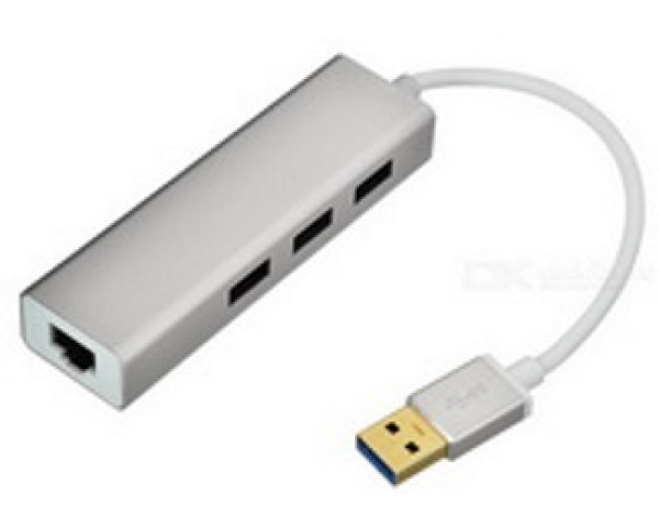 FAST ASIA USB 3.0 - HUB 3port + RJ45 (ž) siva 