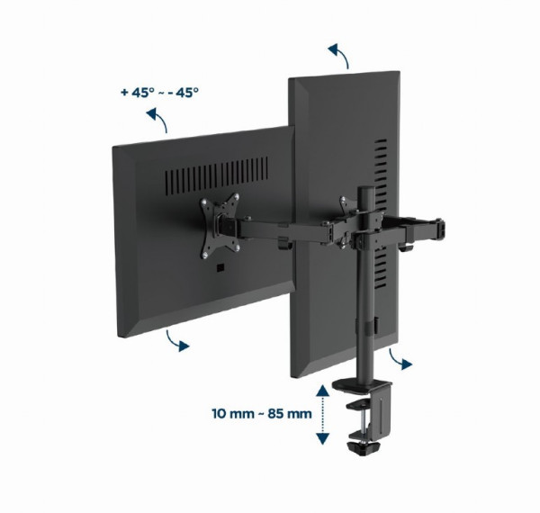 MA-D2-03 * Gembird Podesivi dupli stoni drzac za monitor, tilt, 17-32 max.2x9kg (1849)