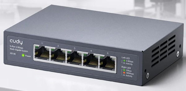 Cudy HS105 5-Port 2.5G Unmanaged Metal Switch za NAS zahteve koji zahtevaju intenzivnu propusnost