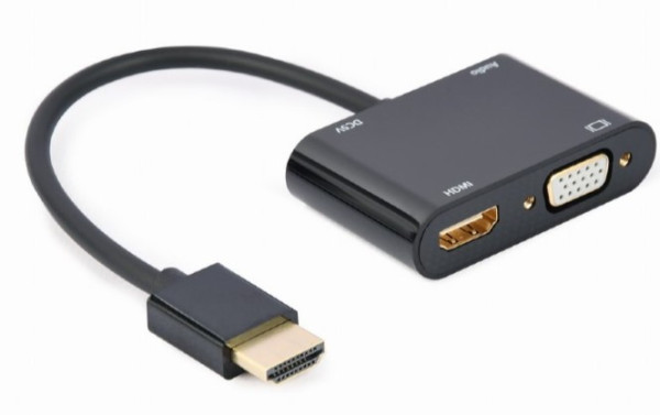 A-HDMIM-HDMIFVGAF-01 Gembird HDMI male to HDMI female + VGA female + audio adapter cable, black