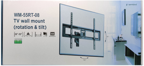 WM-55RT-08 ** Gembird rotate/tilt VESA max.40x40cm 26-55 max.45kg (799)