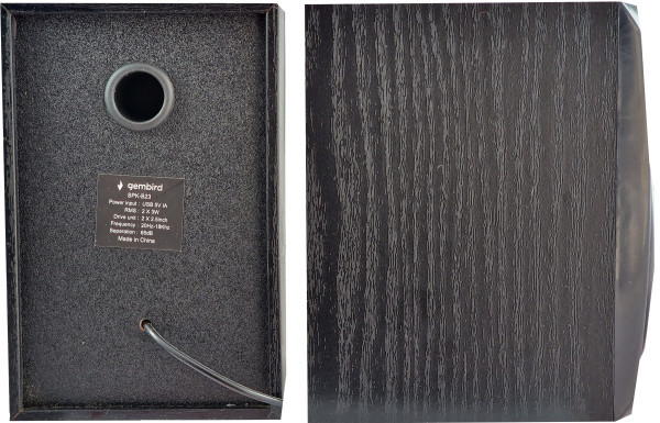 SPK-B23 * Gembird Stereo zvucnici black Wood, 2.5 inch, 6W RMS (2x3W) USB pwr, volume control, 3,5mm