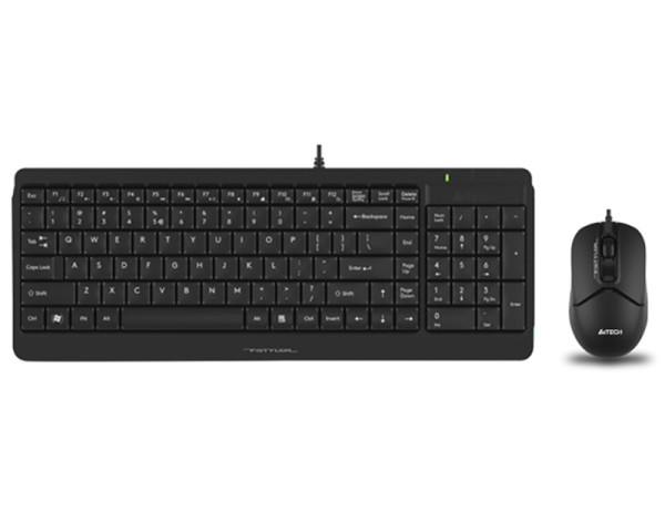 A4 TECH F1512S FSTYLER USB YU crna tastatura + USB crni miš 