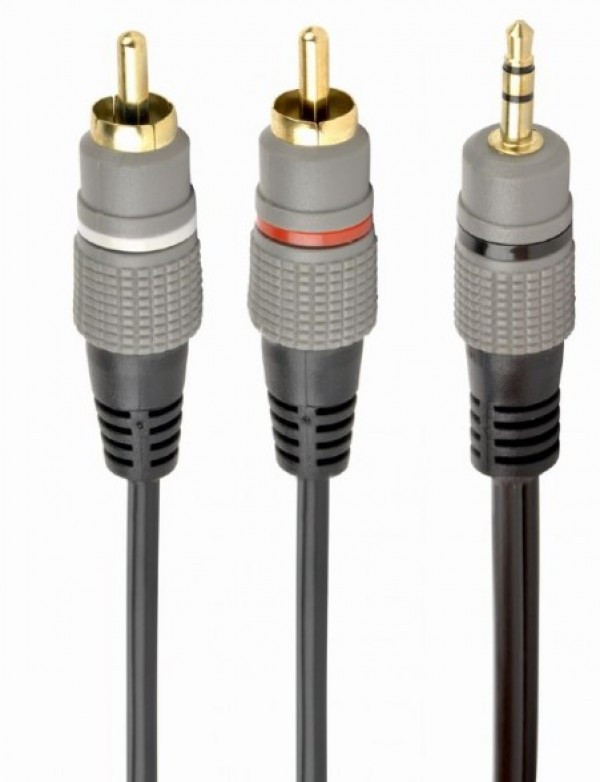 CCA-352-10M Gembird 3.5 mm stereo plug to 2*RCA plugs 10m cable, gold-plated connectors