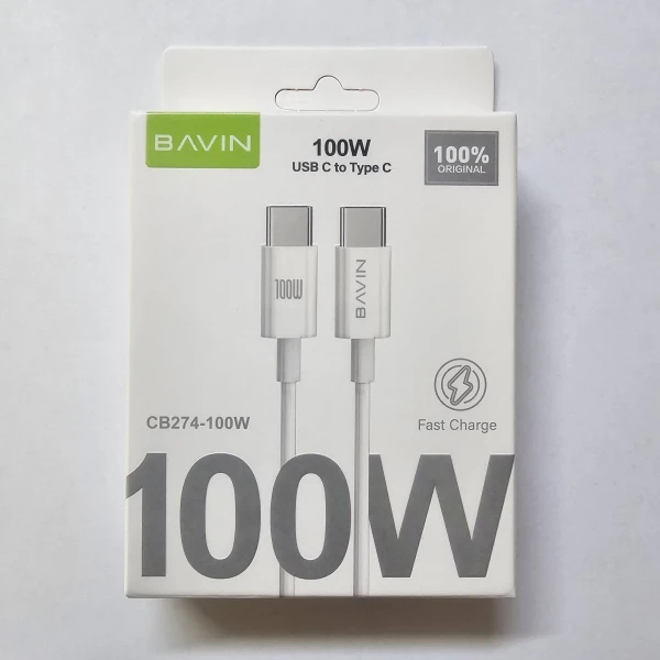 Bavin kabl 100W 1m type-C na type-C bela