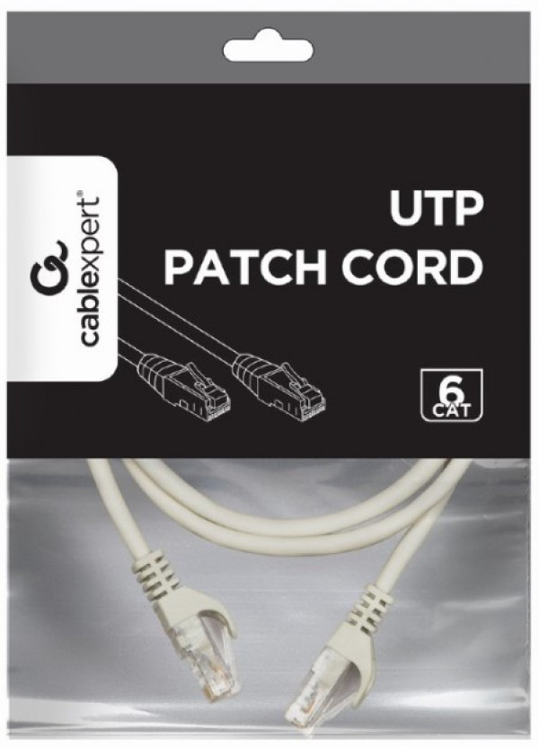 PP6U-CU-1M Gembird Mrezni kabl, CAT6 BAKARNI UTP Patch cord 1m grey