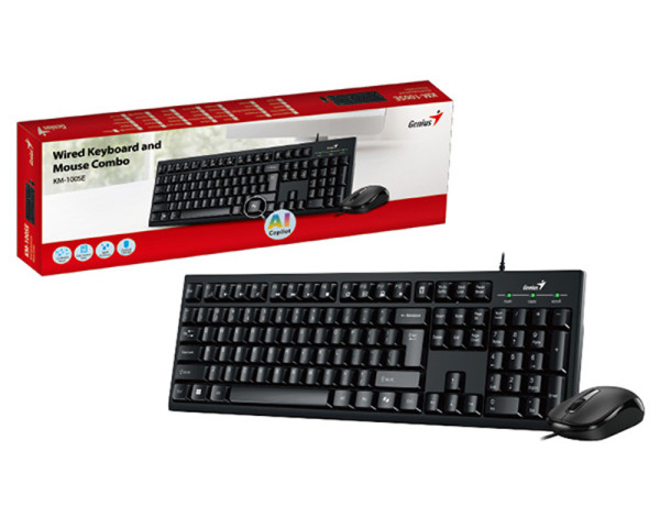 GENIUS KM-100SE USB US crna tastatura+ USB crni miš 